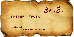Csikó Ervin névjegykártya